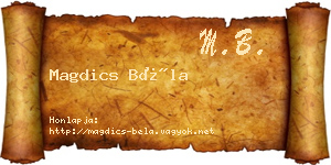 Magdics Béla névjegykártya